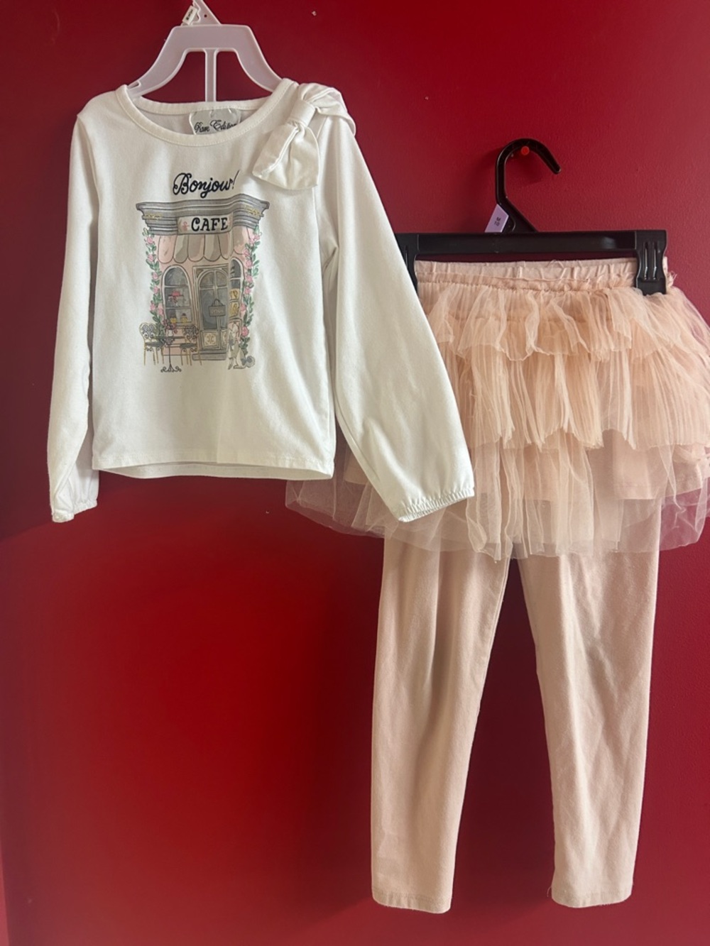 Rare Editions White Top with Bow and Floral Accent size 4t